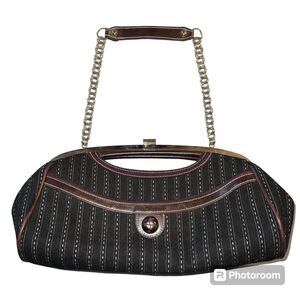 Apt 9 Womens Clutch Purse Handbag Bagette with Chain Strap Black Brown Silver